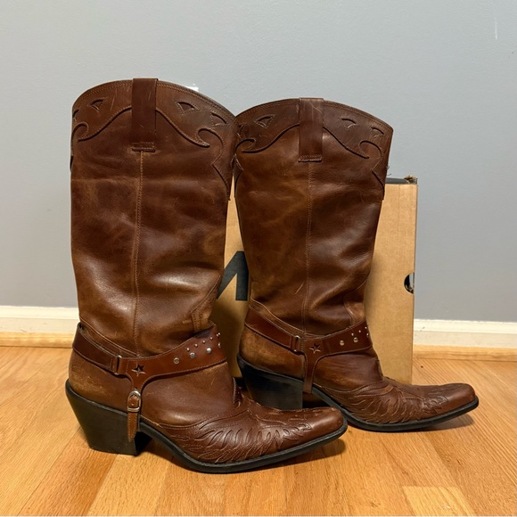 MIA Rockstar Brown Leather Cowboy Western Boots 10 - Picture 2 of 6